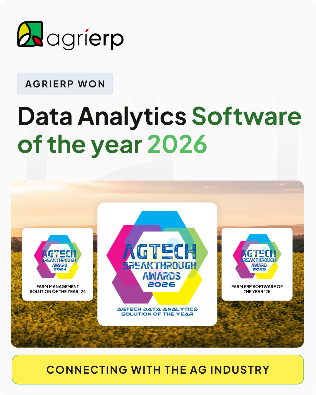 AgTech Data Analytics Solution of the Year" By AgTech Breakthrough Awards 2026